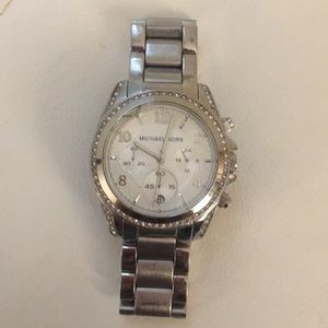 MK Silver Watch with Gemstones